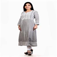 WHITE AND FOSSIL GREY  ANARKALI KURTA